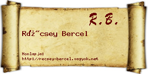 Récsey Bercel névjegykártya